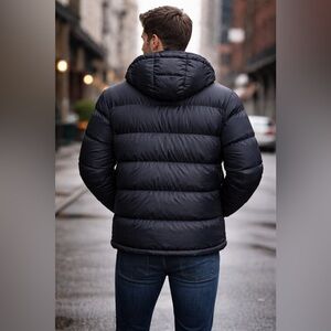 Eddie Bauer 650 Fill Power Hooded Down Jacket Men’s Black Med New $199